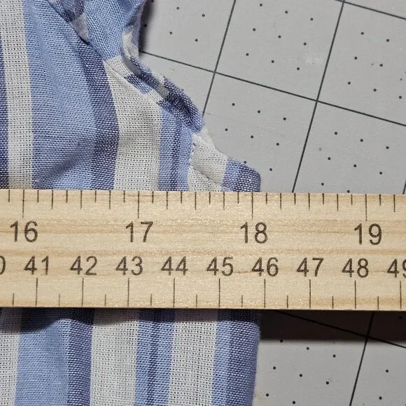 Trendy Easter Spring Veronica Beard Zee Blue White Striped Dress Tiered Ruffle S - Picture 15 of 16